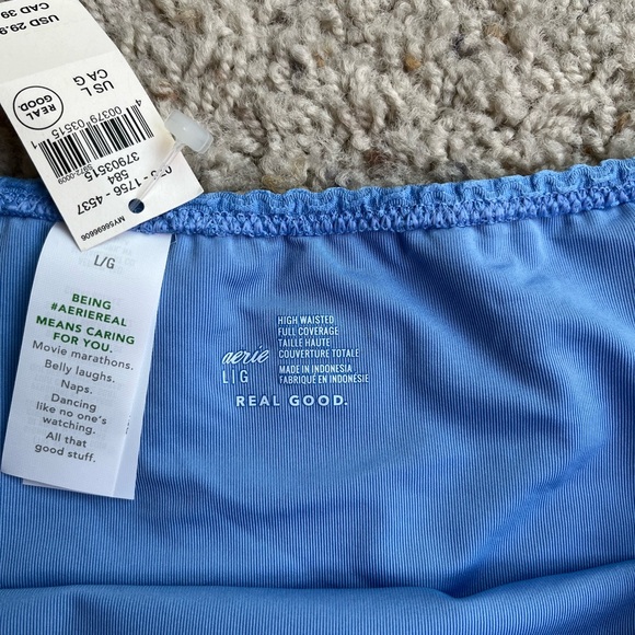 Offline Aerie Blue Lion Periwinkle Bikini Swimsuit One Shoulder Bandeau Large L - Picture 5 of 9